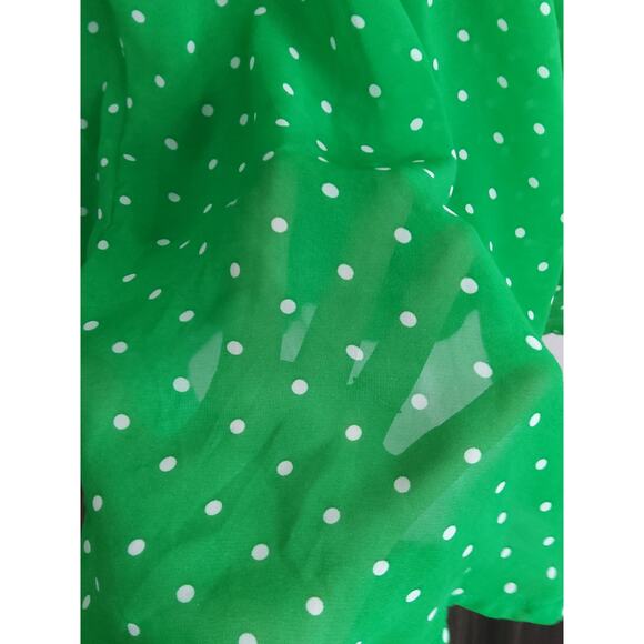 $Women's Green Coquette Cami Midi Dress Polka Dot Romantic ruffle Size M - Picture 6 of 7